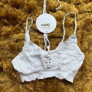 White bralette/crop top. Linen material.
